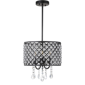 Gigi Metal/Crystal Adjustable LED Drop Chandelier - JONATHAN Y